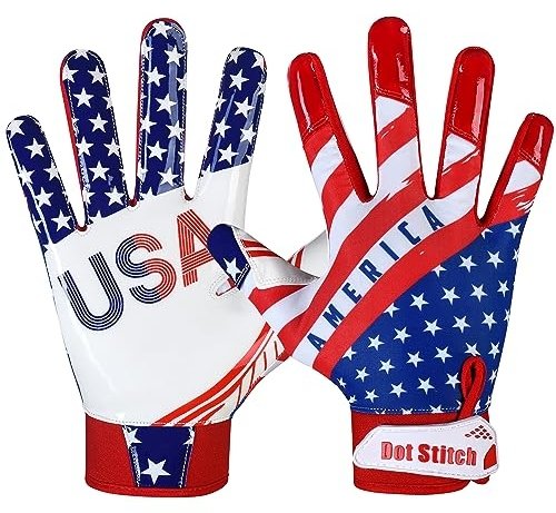 Football Gloves American Flag Football Receiver Gloves Men Silicone Grip Football Receiver Gloves