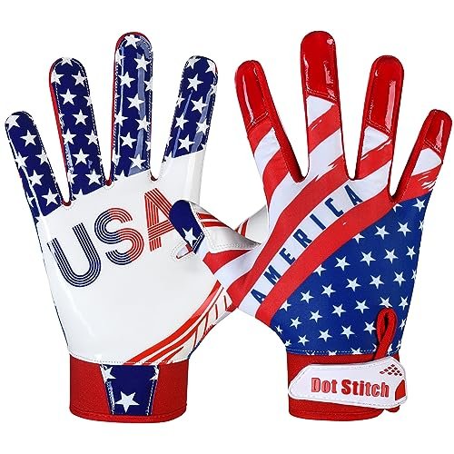 Football Gloves American Flag Football Receiver Gloves Men Silicone Grip Football Receiver Gloves