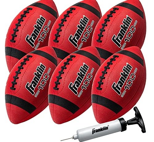 Franklin Sports Kids Junior Football - Grip-Rite 100 Youth Junior Size Rubber Footballs